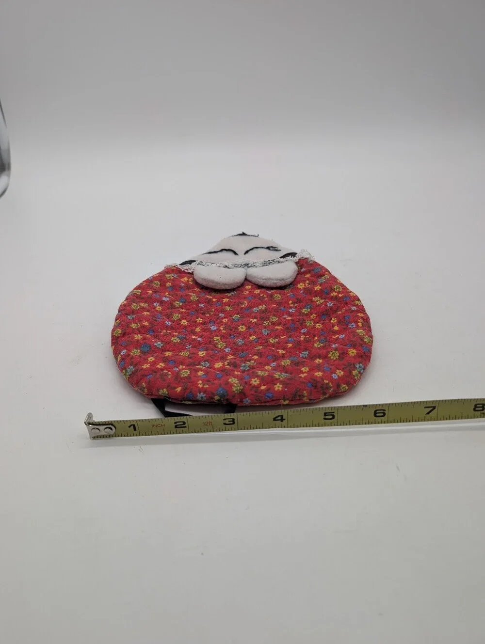 Vintage Handmade Quilted Mouse Pot Holders Pair Red Calico Boy Girl  Hot Pads